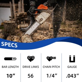 5 Pack 10 Inch Pole Saw Chain fits Stihl 56 Drive Links 1/4" Pitch .043" Gauge, 10" Chainsaw Chain Replacement for Stihl 71PMM3 56, MSA120 C-B Pole Saw, MSA 160 C-B and More