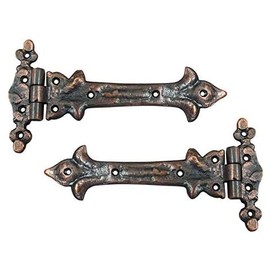 Adonai Hardware "Adonijah" Antique Cast Iron Strap T Hinge (7.9" x 2 Pack, Antique Copper) for Barn Doors, Gates, Kitchen Cabinets, Sheds, Wooden Box, Furniture, Cedar Chest and Trunks