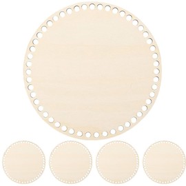 Ciieeo 5pcs Wooden Round Basket Bottoms 15cm Versatile Blank Basket Bases Wood Crochet Knitting Base for DIY Crochet Knitting Basket Weaving Projects