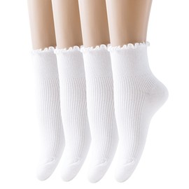 SEMOHOLLI Women Socks, Women Ankle Socks, Lovely double needle solid color Lace edge relent lady socks