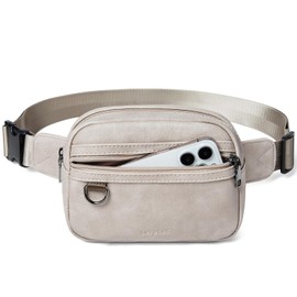 Leresas Fanny Packs for Women Belt Bag Faux Leather Crossbody Chic Waist Pack Sling Bag Waterproof Running Travel Light Grey