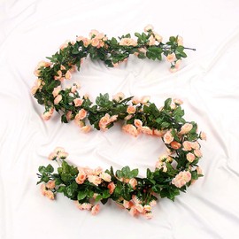 desikaky Rose Garland, Set of 2, 138 Flowers, Handmade Wreath, Rose Garden Decoration, Hanging, Silk Flowers, Interior Decoration, Wedding Accessories, Party Decoration, Proposal, Kitchen, Office, Valentine's Day, Wedding Ceremonies, Length 5.9 ft (1.8 m)
