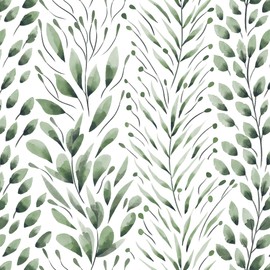 Safiyya Peel and Stick Wallpaper Dark Green Leaf Contact Paper 197" x 17.3" Modern Wall Paper Self Adhesive Removable Wallpaper for Bedroom Bathroom Vinyl Rolls
