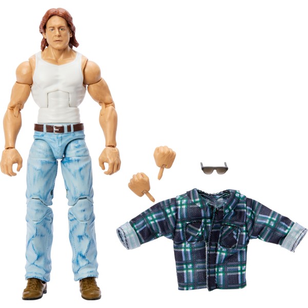 WWE Elite Action Figure & Accessories, 6-inch Collectible “Rowdy” Roddy Piper as John Nada with 25 Articulation Points & Swappable Hands, HTX25