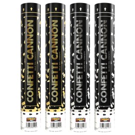Carnival Party - 30cm Confetti Cannon - 2 Gold Foil and 2 Silver Foil Cannons - Confetti Poppers for Celebrations, Birthdays, Weddings and Parties - Pack of 4