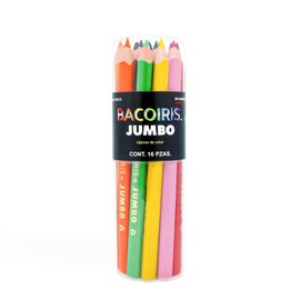Baco | Bacoiris Lápices de Colores Triangulares Jumbo con Punta 3.3mm - Bote Tipo Estuche con 16 Colores