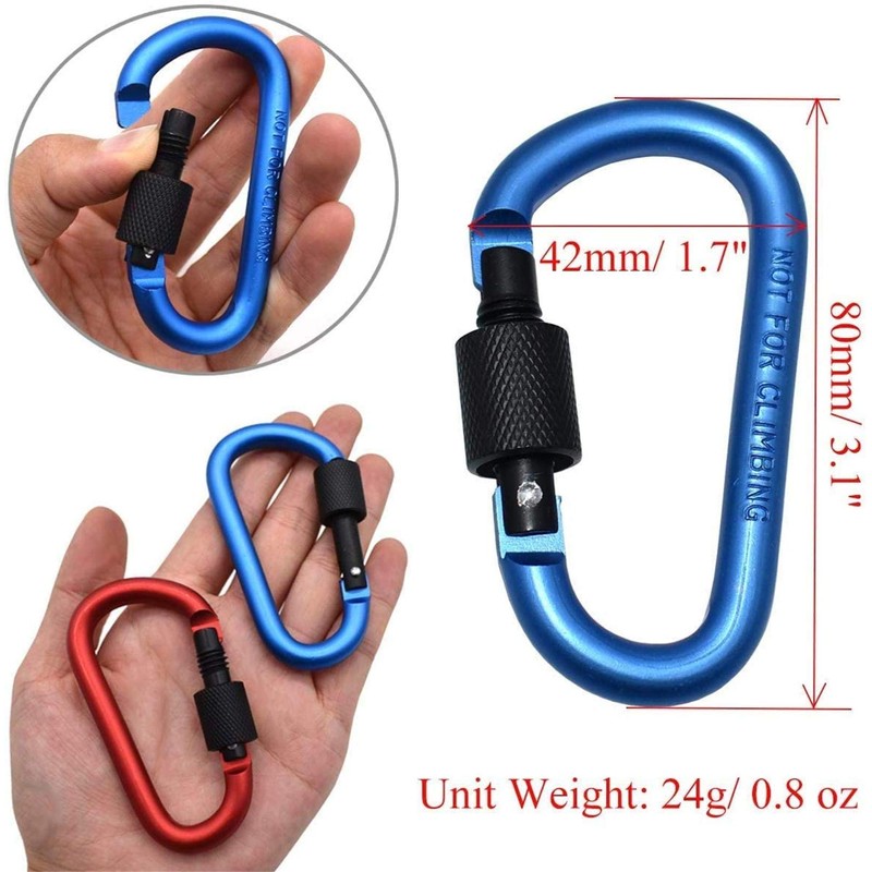 Feloyal 10 Pcs Aluminum Alloy D Hook Keychain Carabiner Clip