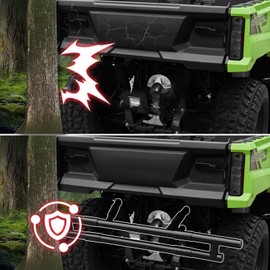 LitMiRaCle Rear Bumper Compatible with Honda Pioneer 520, Combined Heavy Duty Steel Double-Tube Anti-rust Coated Tail Brush Guard for Pioneer 520 2021-2025 Accessories