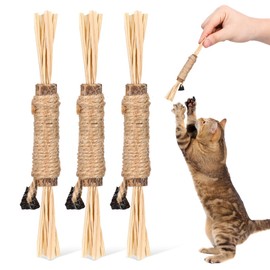Homoyoyo 3 Piezas Kit para Juguetes de Gato Palitos de Silvervine para Masticar Limpieza Dental Gatos y Gatitos Juguete Natural Reducir Estrés y Mante