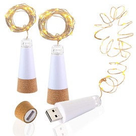 LED Sughero Bottiglia Luci, USB Alimentato Ricaricabile, 1.9 m 20 LED, Rame Filo Stringa Stellato LED Luci per Fai, Casa Cucina, Matrimonio, Halloween, Natale, Partito Decor (Bianco Caldo 3 Pezzi)