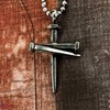 FORGIVEN JEWELRY 3 Nail Cross Antique Silver Finish Pendant Aluminum