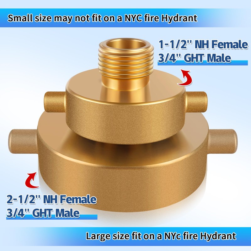 Brass Fire Hydrant Adapter, 2-1/2" NST Female x 3/4" GHT