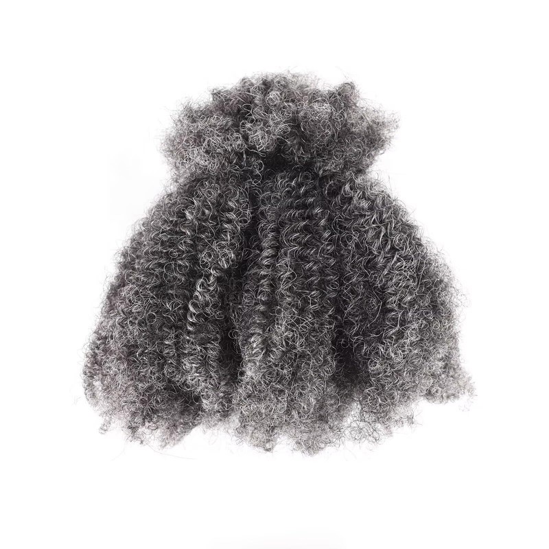HAPPY&CC 4C Grey Afro Kinky Bulk Human Hair for Mini