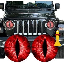 Beast Eyes Headlight Decals Pair, Eyes Decal for Jeep Headlights, Round Headlight Decal,3D Stereo Eyes Headlight Decal Stickers, Funny Decals for Truck Car Body Window Bumper Decoration (#01)