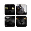 4 x Square Black Cat Coasters - Animals Pets Cats