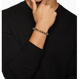 GAVU Men's Triple Amulet Tiger Eye Lava Stone Power Stone Bracelet, Stone Stainless Steel, tiger-eye