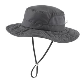Connectyle UPF 50+ Safari Hat for Toddlers and Kids, Wide Brim, Breathable Mesh, Sun Hat, Quick Drying, Adjustable, gray (dark gray)