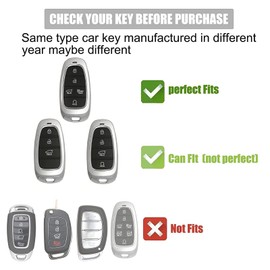 Gematay for Hyundai Key Fob Cover with Keychain, Key Shell Cover Holder Compatible with 2020-2023 Hyundai Sonata Santa fe Tucson Smart Key Fob, White