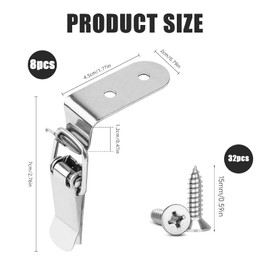 Pack of 8 turnbuckles stainless steel, turnbuckles, 90 degrees, stainless steel turnbuckles, box lock turnbuckles, lid locks for wooden boxes, suitcases, tool boxes, cabinets and chests