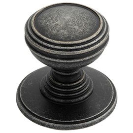 Ringed Tiered Cupboard Door Knob - 30mm Diameter - Pewter Cabinet Handle | Small Cupboard Door Knob - Wardrobe Cabinet Pull Handle - Suitable for Lightweight Internal Doors