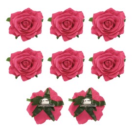 MECCANIXITY 8 Pcs Rose Flower Hair Clips 4 Inch Flower Hair Pins Flower Brooch for Women Hair Accessories Rose Red