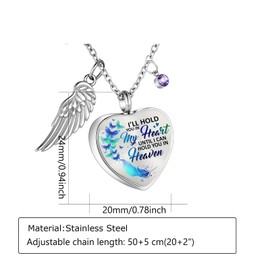MOSURNSJWY Heart Cremation Urn Necklaces Ashes Jewelry for Women Men Memorial Human Ashes Pendant (I ll Hold you in Heart...)