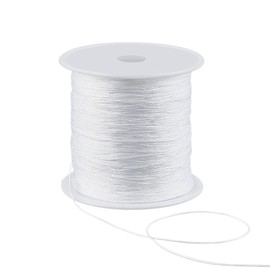 AHANDMAKER 150 Yards Braided Nylon Thread, 0.5mm White Beading Cord Chinese Knotting Beading String for Bracelet Necklace Jewelry Making Kumihimo Sewing Crafts Blinds Roman Replacement Cord