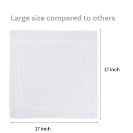 Premium Cotton Men's Handkerchiefs,100% Soft Cotton,White Classic Hankies Pack of 12