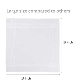 Premium Cotton Men's Handkerchiefs,100% Soft Cotton,White Classic Hankies Pack of 12