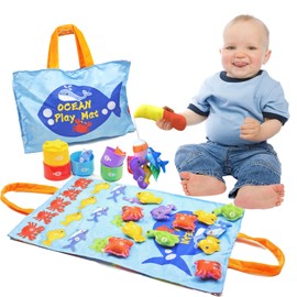 Toddler Toys Montessori Toys for 6-12months, 22 pcs Cloth Fishing Toys Games for 1-3 Years with Stacking Cups, Number Counting, Color Sorting, Shape Learning for Toddler Boys Girls Birthday Gift