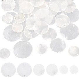 SUNNYCLUE 1 Box 48 Stück 3 Größen Muschel Verbindungsanhänger Capiz Muschel Anhänger Natürlicher Sommer Ozean Strand Hawaii Runde Scheibe Münze Perlmutt Verbindungsstücke Für Die Schmuckherstellung An