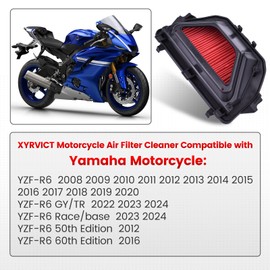 Air filter for Yamaha YZF-R6 2008 2009 2010 2011 2012 2013 2014 2015 2016 2017 2018 2019 2020 YZFR6, 13S-14450-00 13S-14450-20 Air Cleaner Element