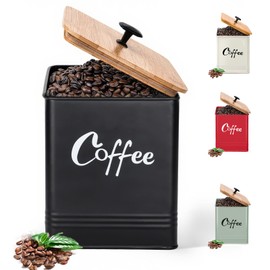 LUKMILEE Airtight Coffee Canister-Coffee Container, Airtight 40 oz Large Iron Black Storage Container for Coffee Grounds, Beans, Pods & More,Coffee Bar Accessories & Gifts