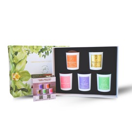 Podaras Home 12% Essensential Oil Natural Soy Wax Samplers, A Gift Set of 5 Candles for Vibrational Enery and Positive Mindset, 1 Wick, 5 of 45 g/ 1.59 oz Candle, 13 Hours of Burning time x 5
