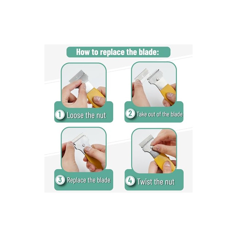 Bates- Razor Blade Scraper Set, 2 Pack, Yellow, Locking Razor