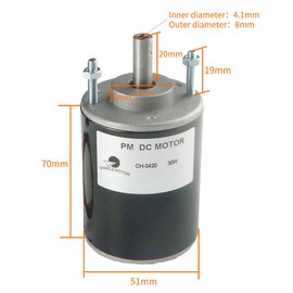 CHANCS Mini Electric Low Noise Motor CH-3420 12V DC 3500RPM Hollow Shaft with 20A PWM DC Motor Speed Controller with Bracket
