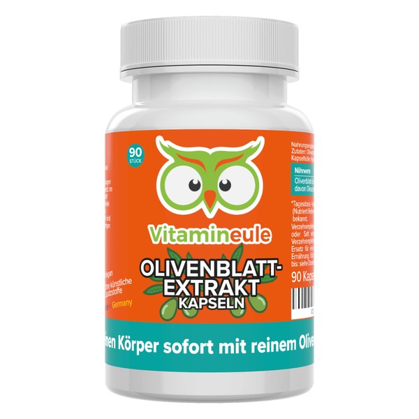 Olive Leaf Extract Capsules - High Dose - 500 mg Extract and 100 mg Oleuropein - Quality from Germany - Vegan - No Additives - Laboratory Tested - Natural & Pure Antioxidant - Vitamineule®