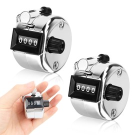 Byffoer Pack of 2 Hand Counter, Row Counter, Metal Counter Clicker, 4-Digit Mechanical Click Counter, Hand Counter, Metal Clicker for Person Coaching, Golf, Row Counter, Knitting
