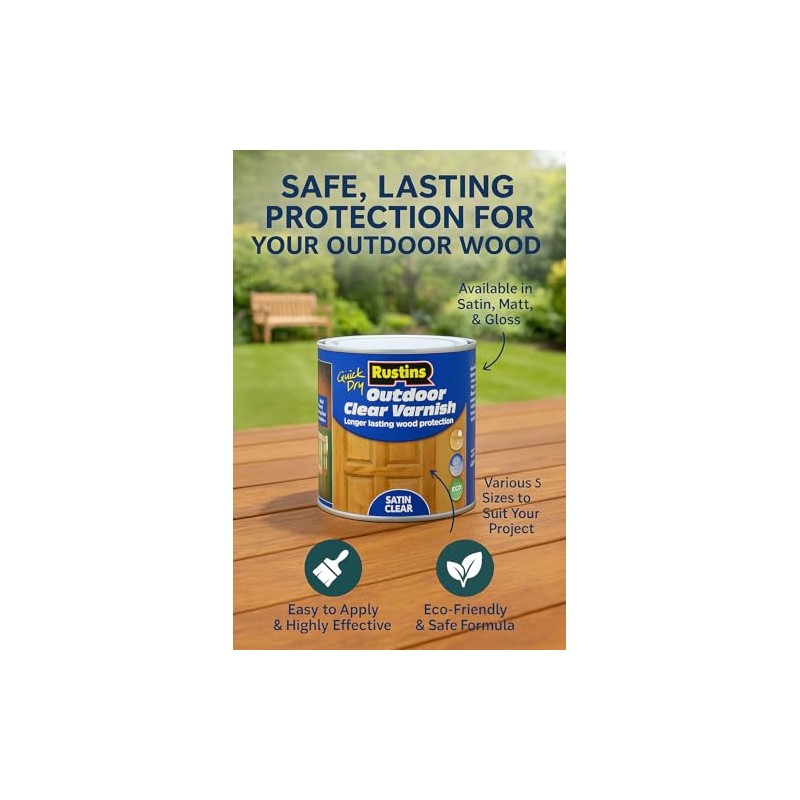 Rustins EAVG250 250ml Outdoor Varnish Gloss - Clear