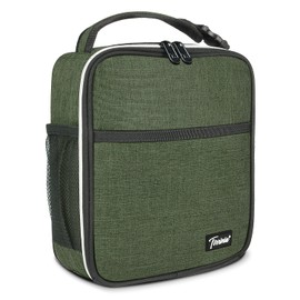 Tirrinia Small Insulated Lunch Bag for Men Women, Green, 8.5in x 4in x 9.5in, Keeps Food Cold Fresh for Hours