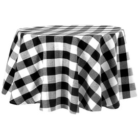 Buffalo Plaid Tablecloth Round 60 inch - Black and White Tablecloth Round - Checked Tablecloth Round - Buffalo Plaid Tablecloth Cotton - (Table Cloth (60" Round), Checked (Black & White))