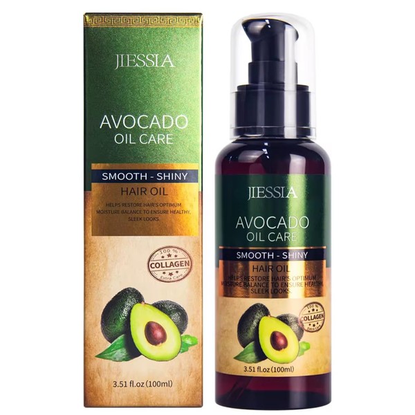 Avocado Hair Oil with Collagen, Smooth-Shiny Care, 3.51 fl.oz, Moisturizing