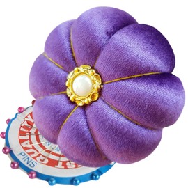 CUSHYSTORE Velvet Wrist Pin Cushion Adjustable Elastic Strap for Sewing Kits Tools Accessories (Purple)