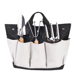 Garden Tool Bag, Gardening Tote with 8 Deep Pockets, Canvas Garden Tool Storage Bags, Large Volume Organizer Bag for Garden Tool Kit Holder for Indoor and Outdoor Gardening(Tools Not Included)