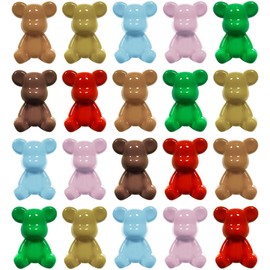 HAIKING Opaque Acrylic Bear Bead, 20 Pcs Random Candy Color Bear Shape Cute Beads with Vertical Hole for Jewelry Making (About 25mm)
