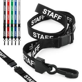 CKB Ltd® 50x Black STAFF LANYARDS Breakaway Safety Lanyard Neck Strap Swivel Metal Clip For ID Card Holder - Pull Quick Release Design