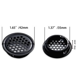 NIDETION Black Soffit Vents 35mm / 1.37” Stainless Steel Circular Round Mesh Hole Air Vents for Kitchen Bathroom Cabinet Wardrobe (Flat, 20Pcs)