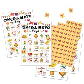 Chuxvon Fiesta Bingo Cards, Mexican Theme Game for 24 Players, Taco Party Bingo Game Cards, Family Friends School Activities, Cinco De Mayo Party Favors Supplies Decorations(A05)