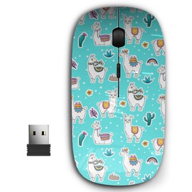 KAWAMOUSE 2.4G Ergonomic Portable USB Wireless Mouse for PC, Laptop, Computer, Notebook with Nano Receiver (Llama Alpaca Cute)