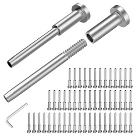 CKE 50 Pack Invisible Cable Railing Kit 1/8" Cable Railing Tensioner Invisible Receiver and Swage Stud End for Cable Railing Hardware, T316 Swage Tensioner and Terminal Hidden for 2x2 Wood/Metal Post